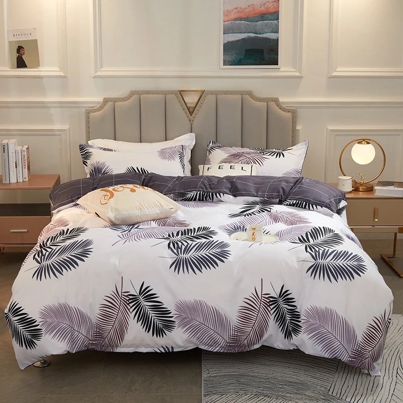 

Home Textiles (Duvet Cover + Bed Flat Sheet + Pillow Case) Single Full Queen Family Size AB Side Bedclothes