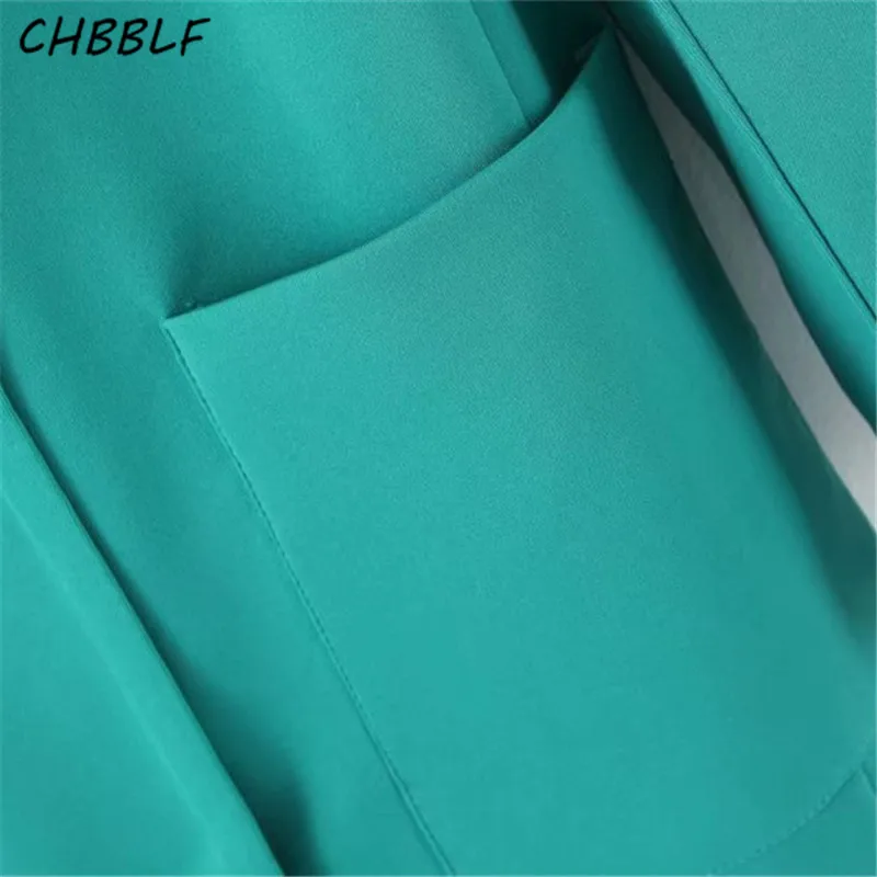 CHBBLF women basic solid blazer notched collar long sleeve pockets jacket female stylish outwear tops XDL2240