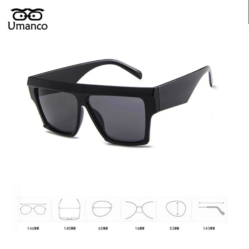 

Umanco 2021 New Trendy Oversized Square Sunglasses Women Men PC Frame AC Lens Vintage Brand Beach Travel Drive Accessories Gifts
