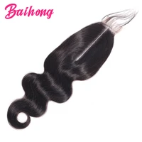body wave lace closure brazilian human hair 2x6 lace closure natural black color middle part top swiss lace remy hair baihong