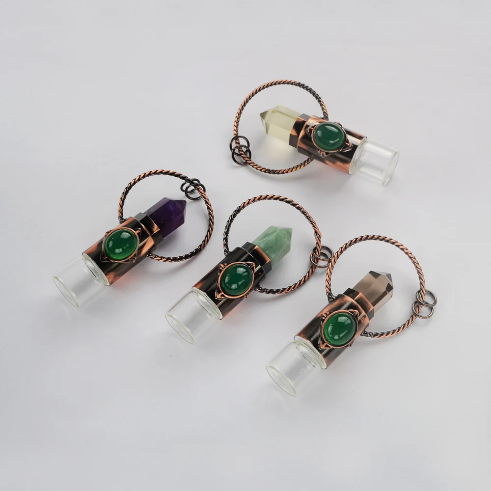 

BOROSA Wholesale 5PCS Design Rose Gold Multi-kind Stone Perfume Bottle Connector for Fashion Gems Jwelly Necklace DIY WX1924