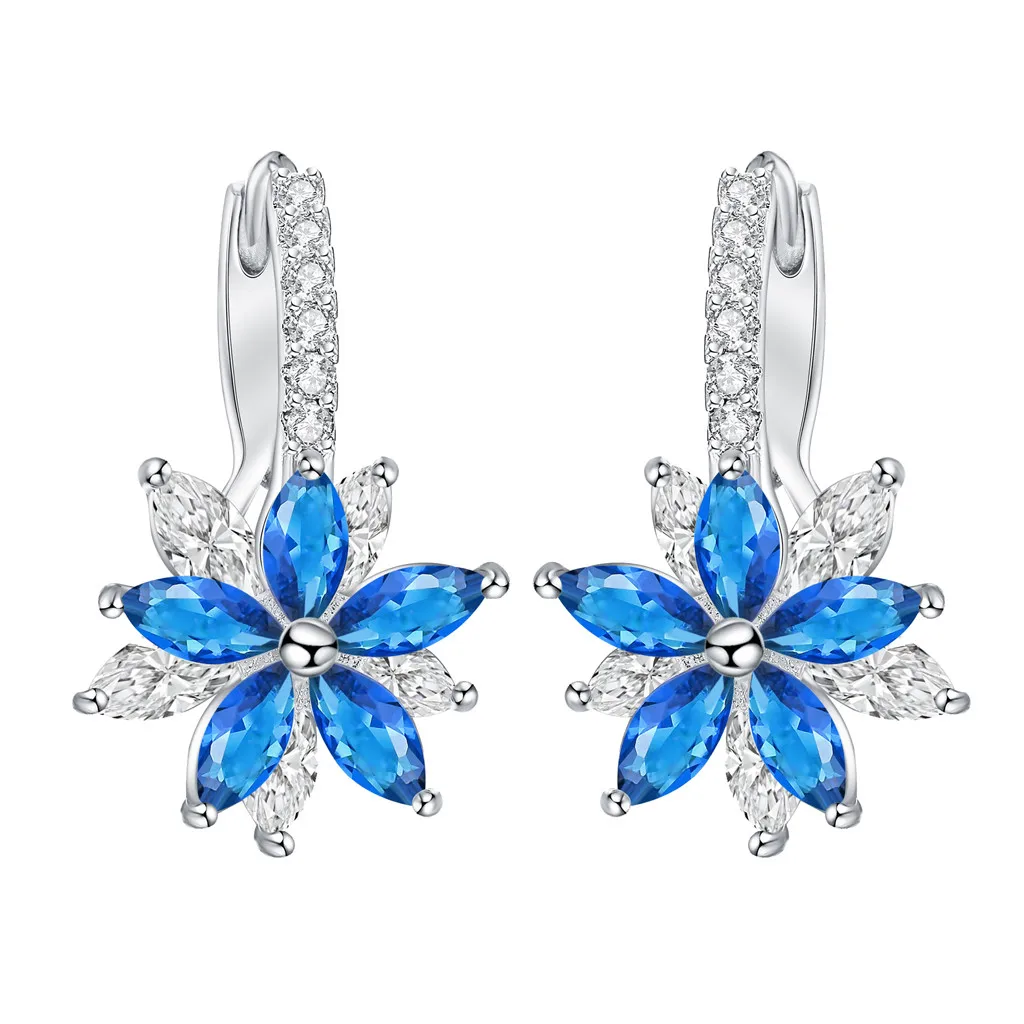 Женские серьги-гвоздики с цветком очаровательные романтические серьги фианитом