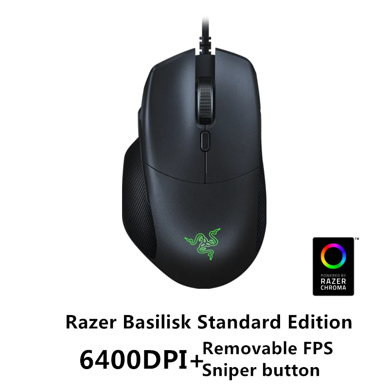 6400 DPI Проводная игровая мышь razer Basilisk Gamer 16000 dpi RGB 5G Оптический сенсор съемный dpi сцепление сопротивление прокрутки 8 кнопок Черный - Цвет: 6400 DPI