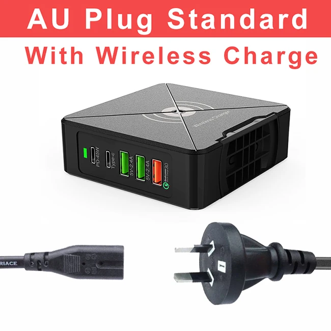 AU Plug F88-W 696 F88 75W USB зарядное устройство type C быстрое зарядное устройство для iPhone 8 X XR Qi Беспроводное зарядное устройство для samsung S/Note QC 3,0 быстрое настенное зарядное устройство - Тип штекера: AU Plug F88-W