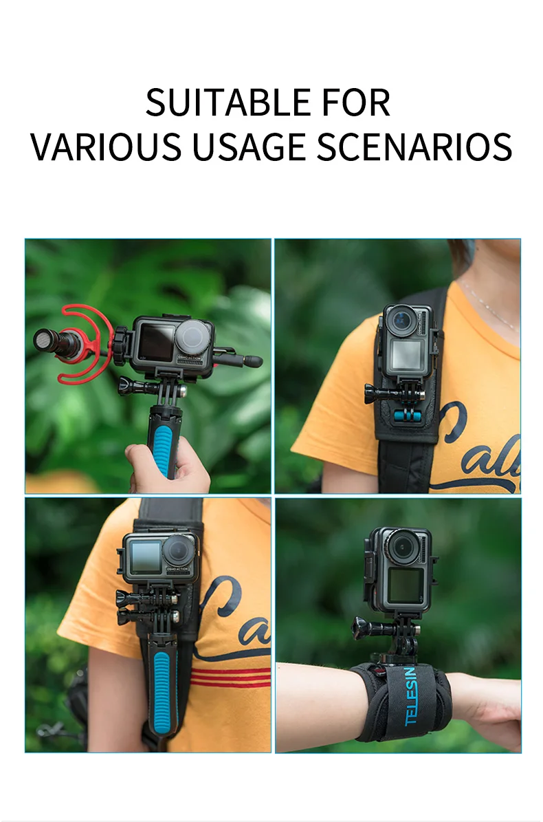 Вертикальная Горизонтальная Рамка чехол для DJI Osmo Action с холодной башмаком 2 головы БЫСТРОРАЗЪЕМНАЯ Пряжка Кронштейн Защитный корпус крепление