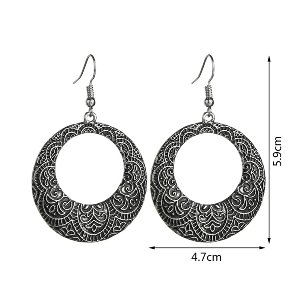 Женские Цветочные Резные полые большие круглые висячие серьги на крючке