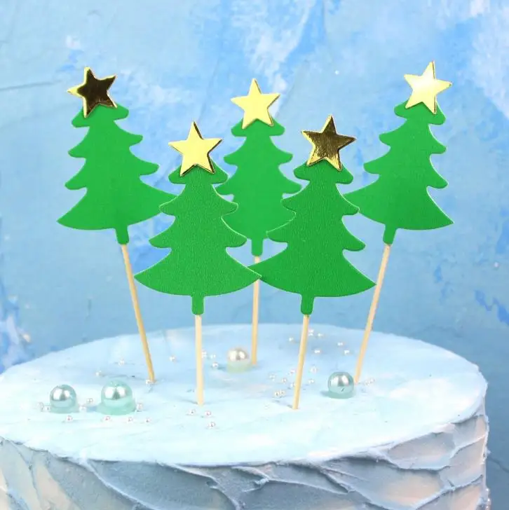 5 шт./компл. милые Лазерная Рождественская елка со звездой вечерние Для капкейка