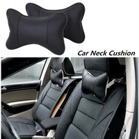 2pcs car leather pillows breathable mesh headrest dirt proof waterproof auto backrest cotton cushion pillow