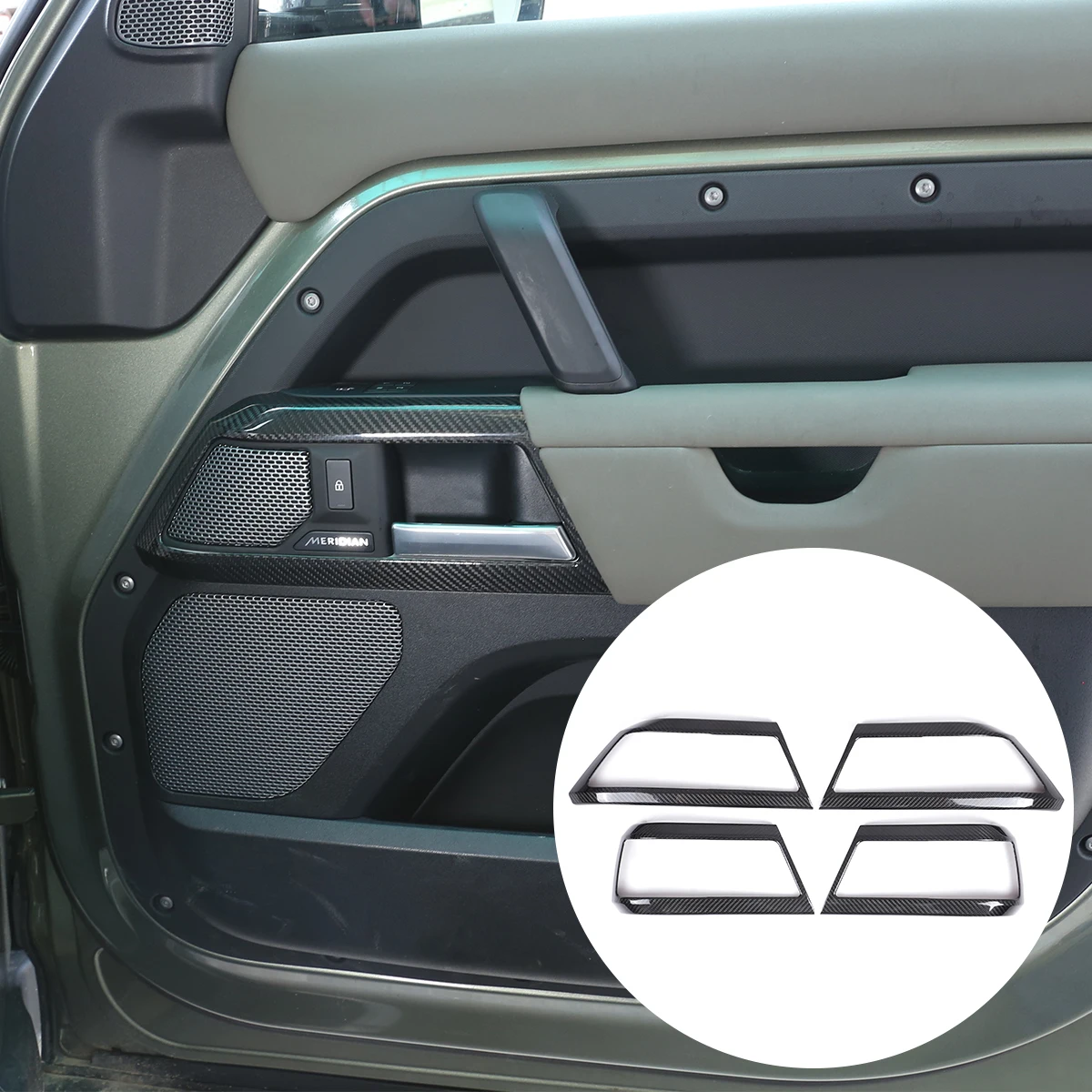 

For 2020-2022 Land Rover Defender 90 110 real carbon fiber door handle decorative frame automotive interior accessories