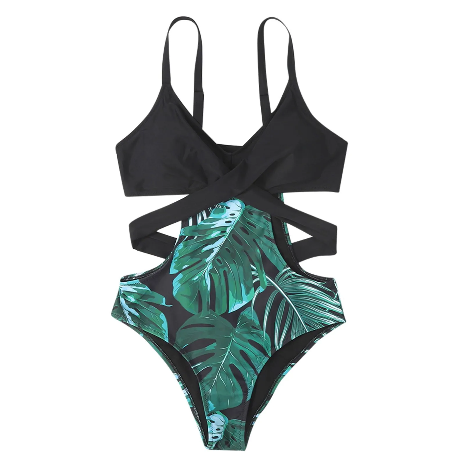 

Bikini 2021 Summer Fashion Swimwear Women's Sexy Printed One-piece Halter Bikini Swimsuit new Female Beachwear Brazilian Biquini