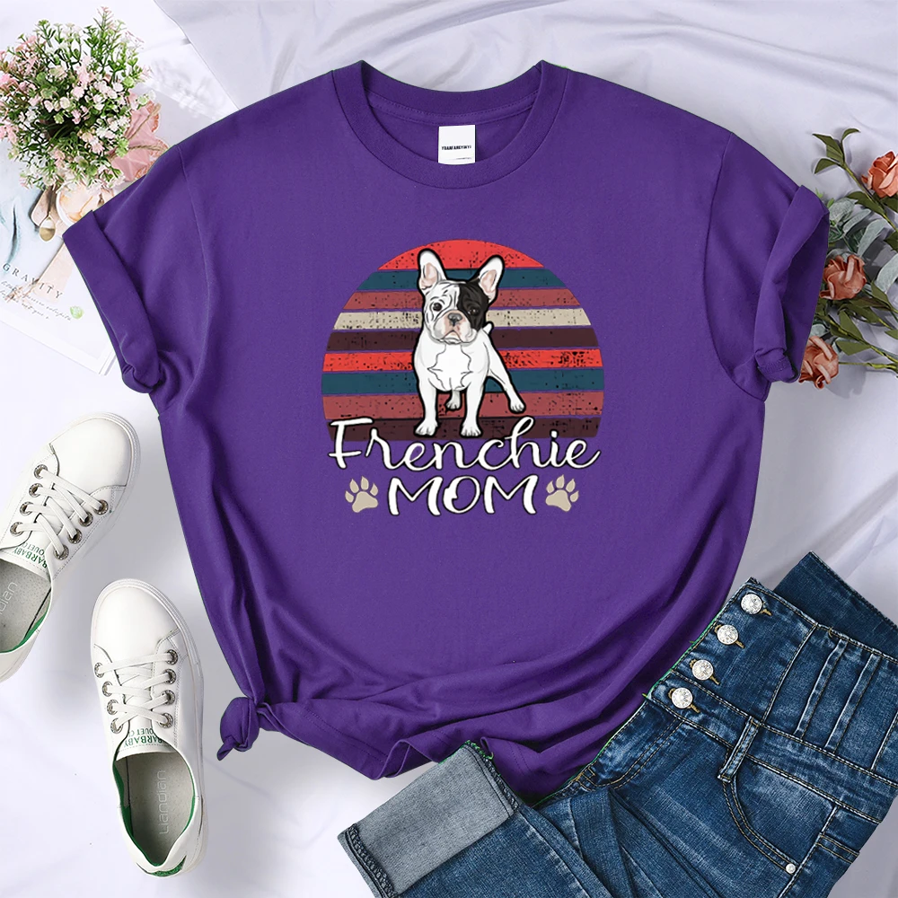

Selling Frenchie Mom Gift Printing T Shirt Women Soft Summer Short Sleeve Casual Anime Tshirts Casual Brand Tshirt Woman