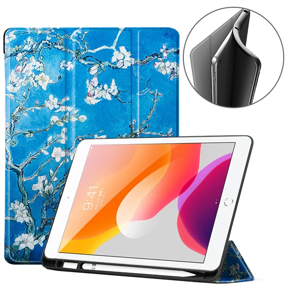 Чехол для iPad 10 2 чехол 2019 7 го поколения мягкий ТПУ планшета с карандашом умный +