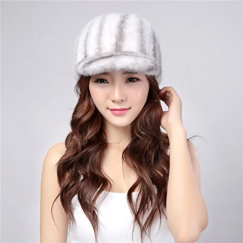New Style Mink Fur Cap Hat Handmade Real Mink Fur Knight Cap Warm Winter Fur Hat Fashion Lady Real Fur Sunshade Hat