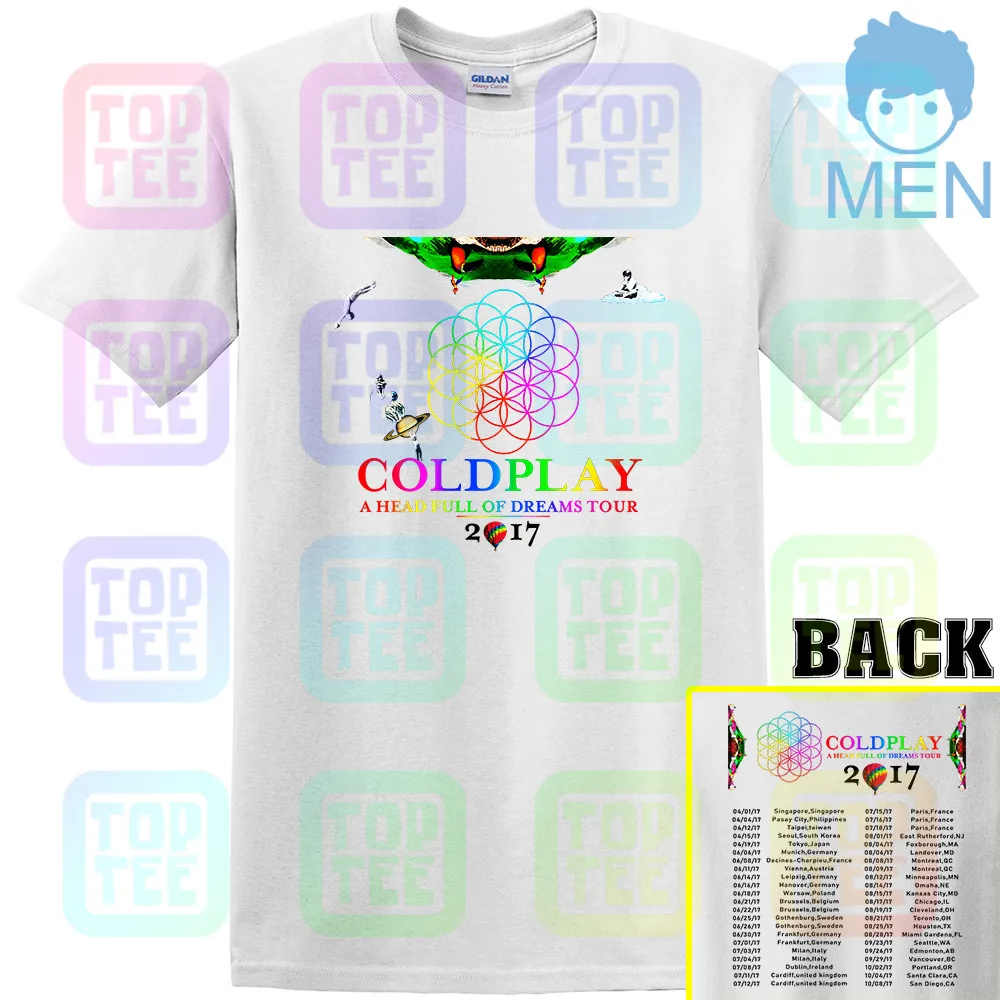 Белый Редкая! 69299-Coldplay Тур г. футболка Размеры S-3XL - Цвет: Белый