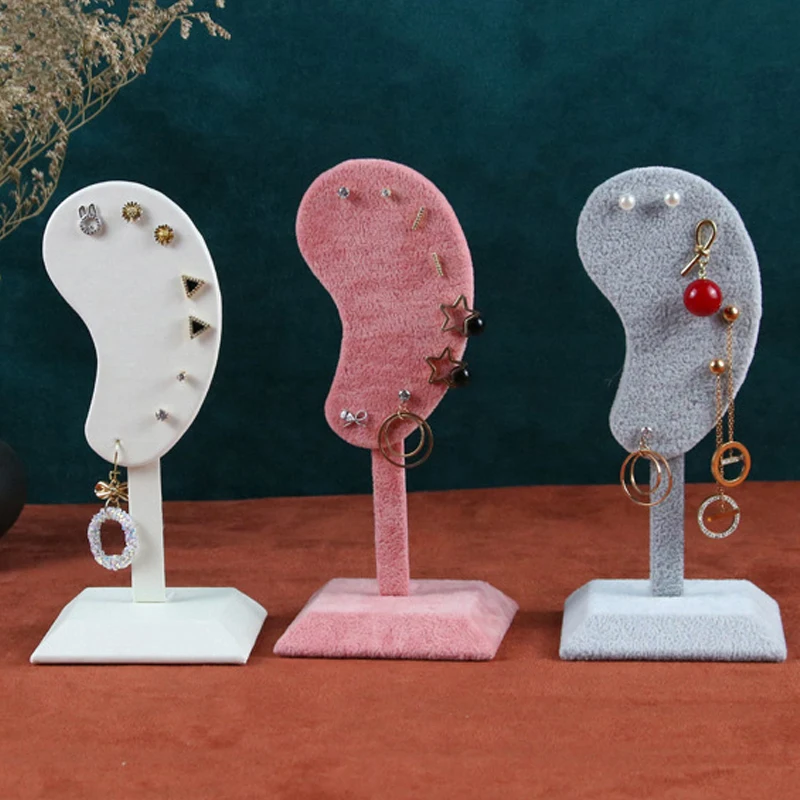 Ear-shaped Ear Clip Stud Jewelry Display Fashion Earring Display Stand Organizer Stand Microfiber Earring Display Holder