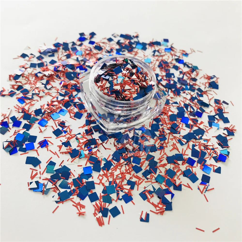 

PrettyG 10g-200g American USA Flag Color Series Shape Mix Glitter Nail Art Decoration Tumbler Crafts Festival Accessories