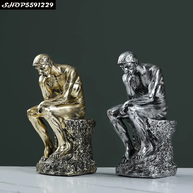 

Creative Resin Human Body Sculpture Antique Bronze Portrait Crafts Living Room Office Desktop Artwork Decoration Home Decor Gift