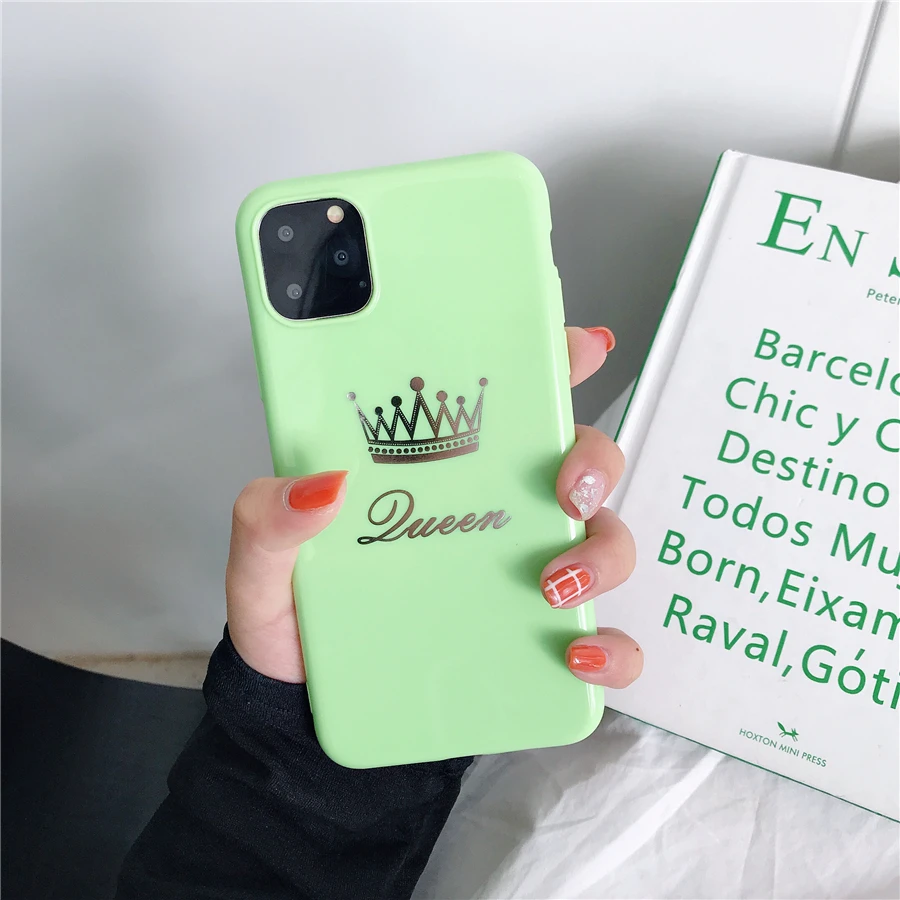 10 Роскошный чехол для пары для iPhone 6, 6s, 7, 8 Plus, глянцевая корона, король, королева, буквы, мягкий ТПУ чехол для iPhone X, XS, чехол для MAX XR Capa - Цвет: 10