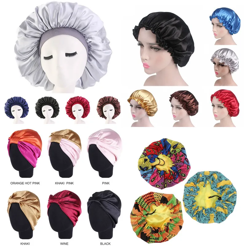 Шелковая салонная шапочка 6 цветов женская для сна и душа банное полотенце