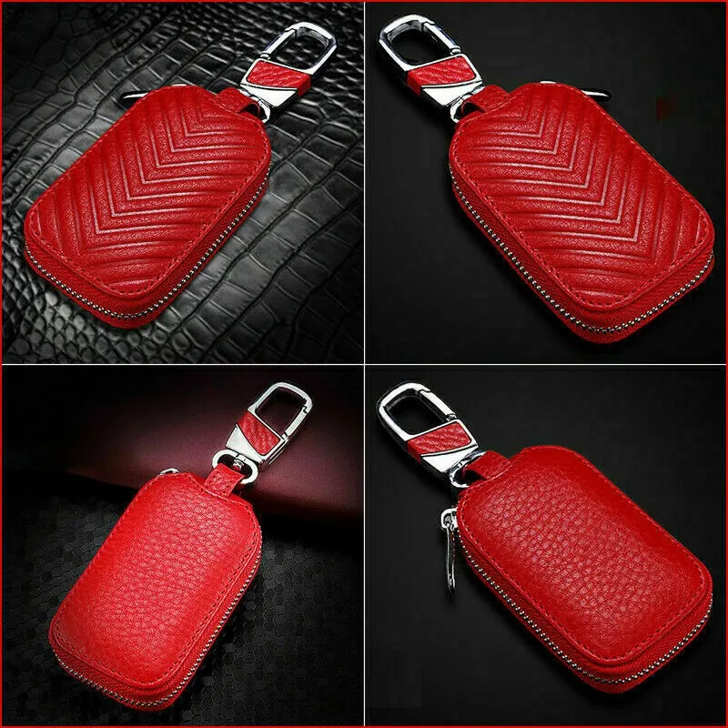 

Red Car Remote Key Cover Bag Universal Zipper Wallet 1PC Chain Cover Holder New