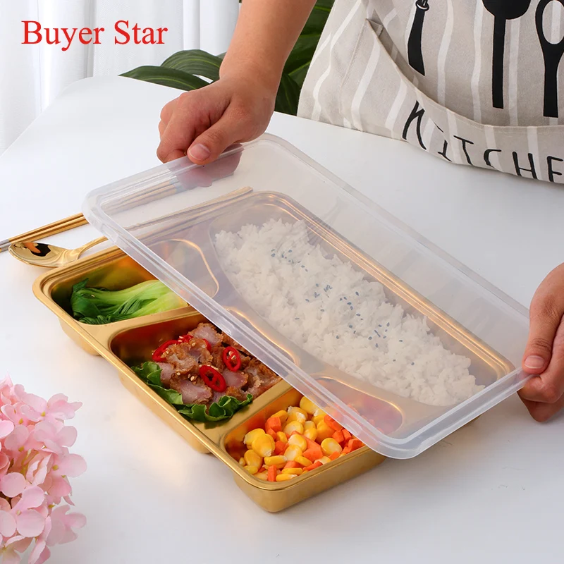 3/4 секция из нержавеющей стали ученический разделенный обеденный лоток