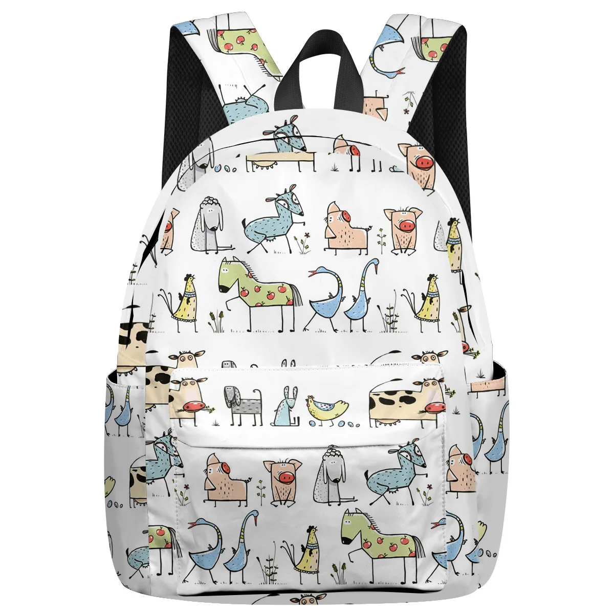 Модный мультяшный рюкзак с животным петухом коровой лошадкой гусиной Свинкой