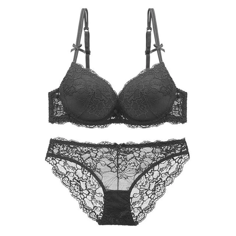 

Women's sexy feminine lace bra upper thin and thick sponge cups gathered together, comfortable and breathable lace bra set WT091