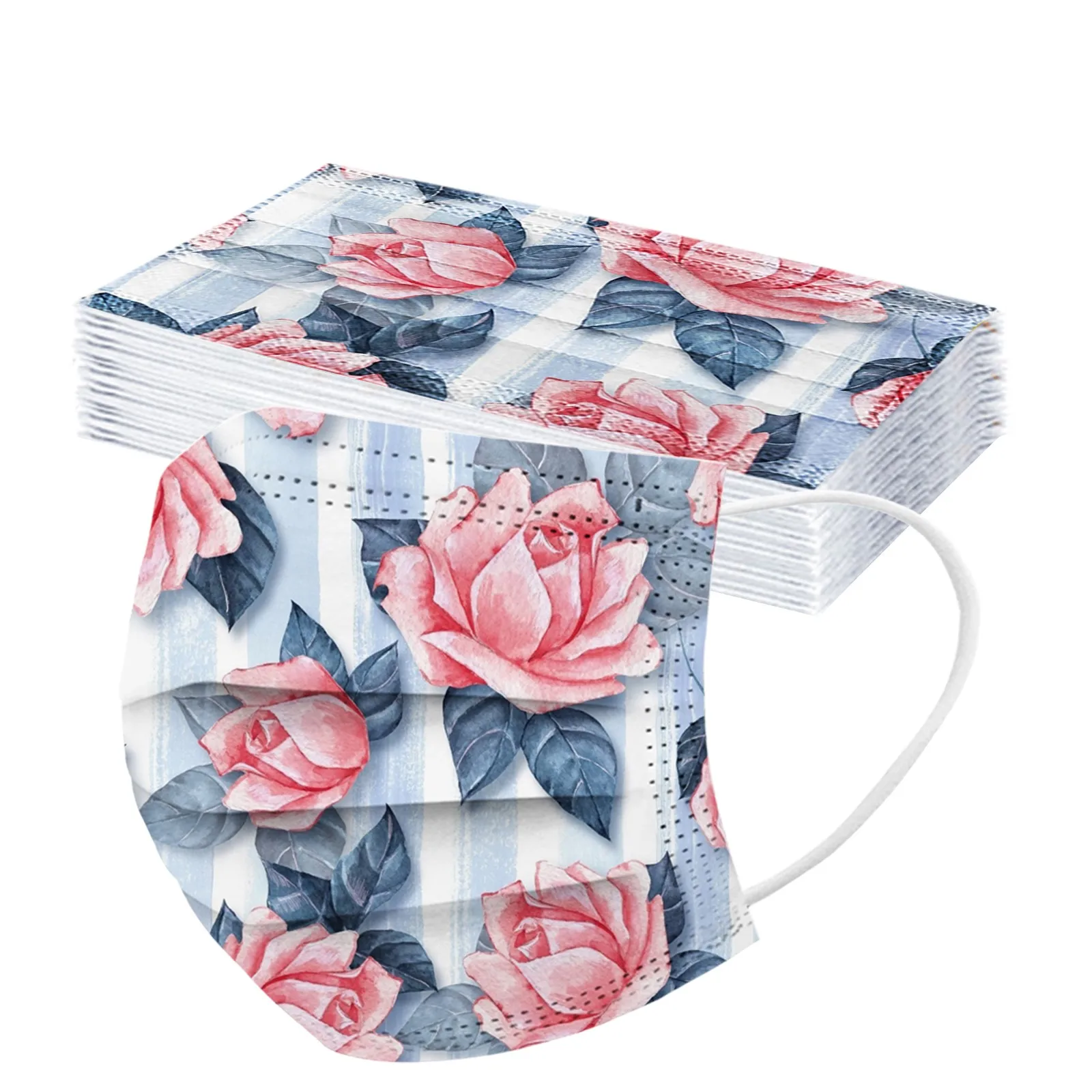 

10pcs Mascarillas Disposable Face Mask 3 Layers Facial Mask Mascherine Adult Flower Print Mouth Masks Unisex Protective