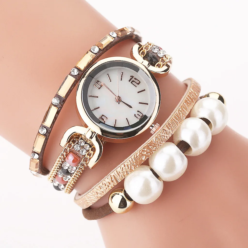 CCQ женские часы винтажные блестящие жемчужные браслеты студенческие девушки