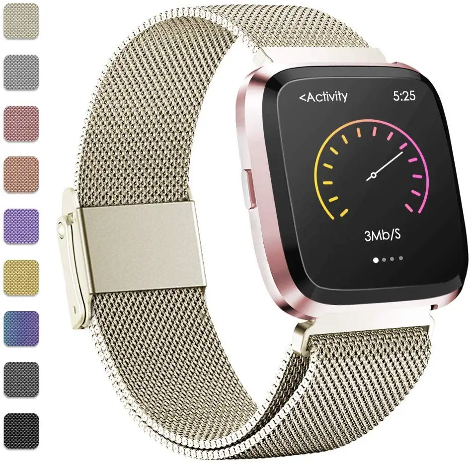 Ремешок металлический браслет из нержавеющей стали для Fitbit Versa ремешок на запястье Миланский Магнитный Браслет fit bit Lite Verse 2 Band аксессуары