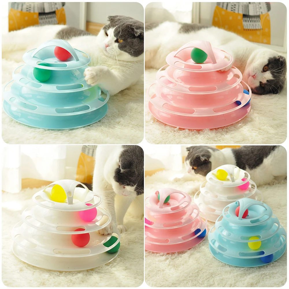 5 Levels Pet Cat Toy Cats Disc Tower Tracks Intelligence Amusement Ball Toys Training Supplies | Дом и сад