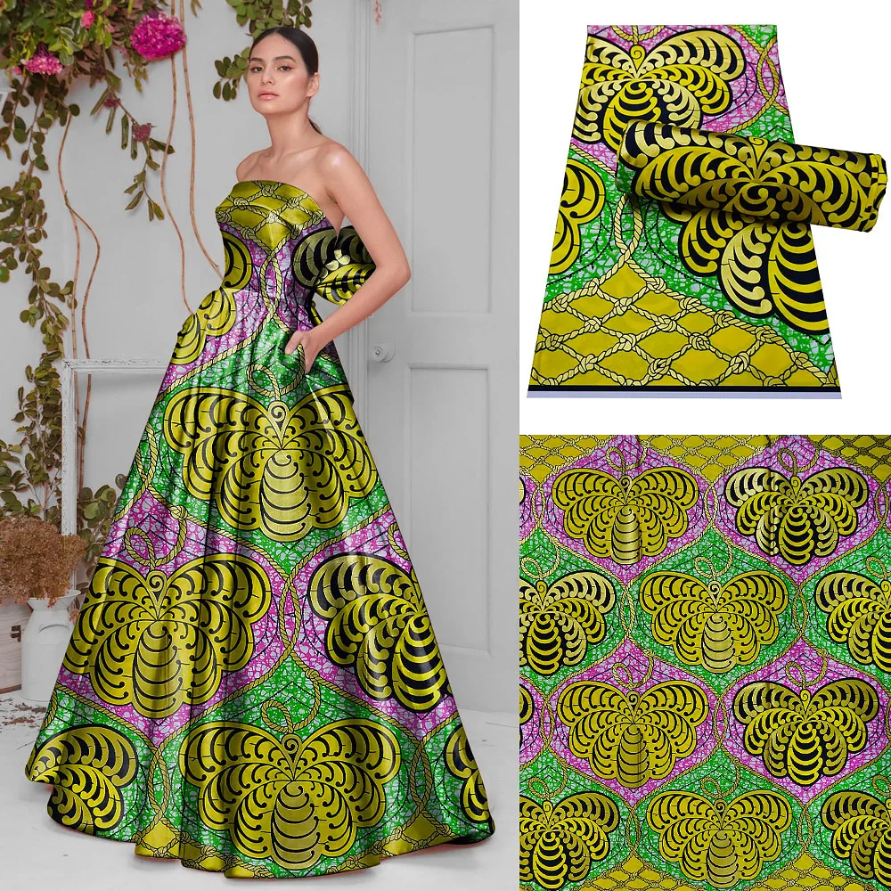 

2021 Новое поступление гарантированно настоящий воск африканская Анкара настоящий воск Гана воск 6 ярдов африканская золотая ткань с принтом...