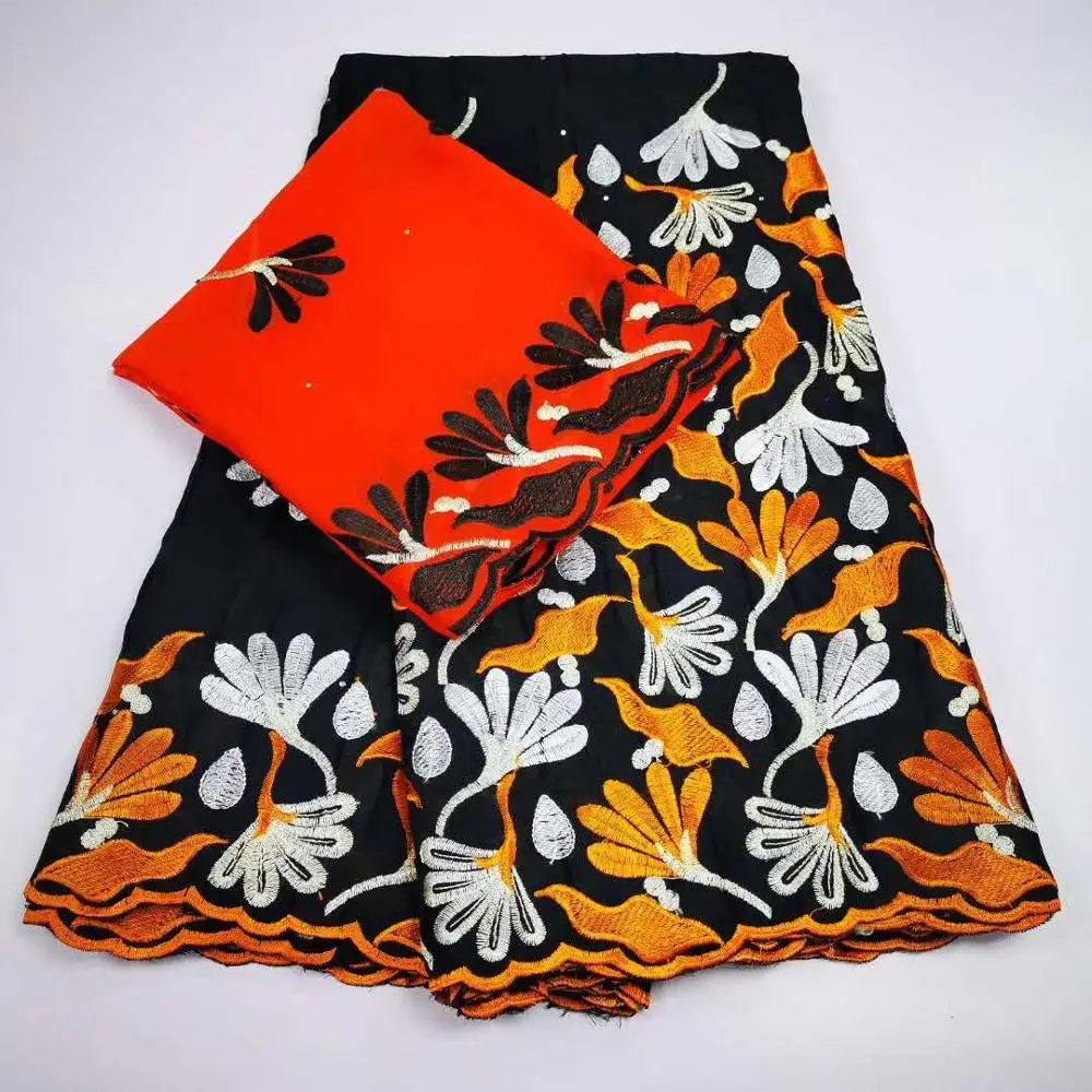 Цветная 2 в 1 хлопковая ткань Швейцарии вышитая камнями tissu africain brode coton guinea brocade для