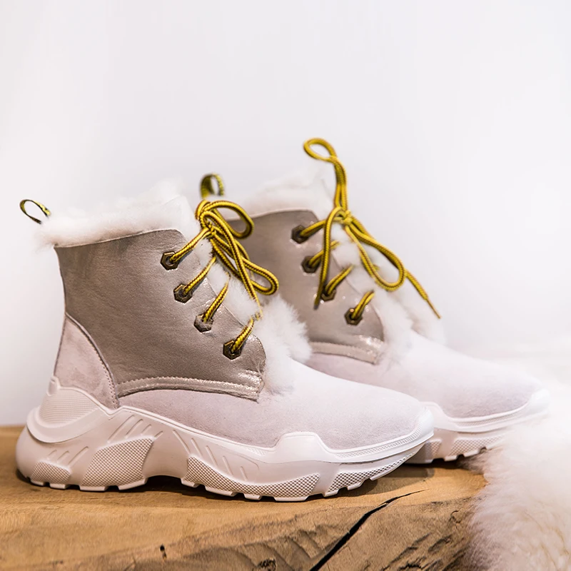 Зимние сапоги 2019 г. Новые теплые зимние средней длины на овечьем меху женские