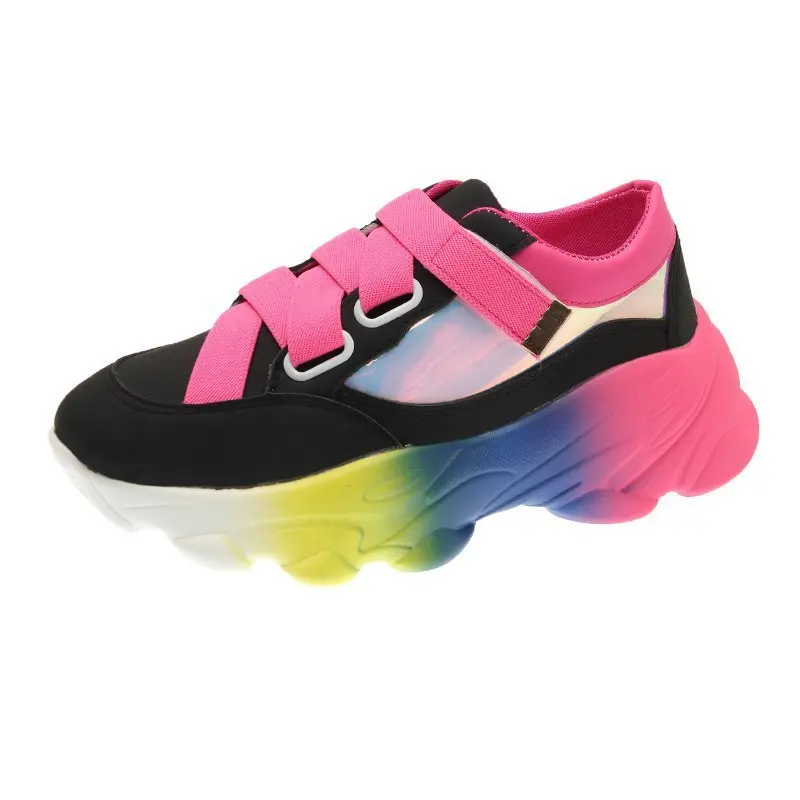 

Women's Sneakers With Platform Korean Ladies Shoes Woman-shoes Tennis Female Thick Sole Large Fashion Casual Colorful Roses 2021