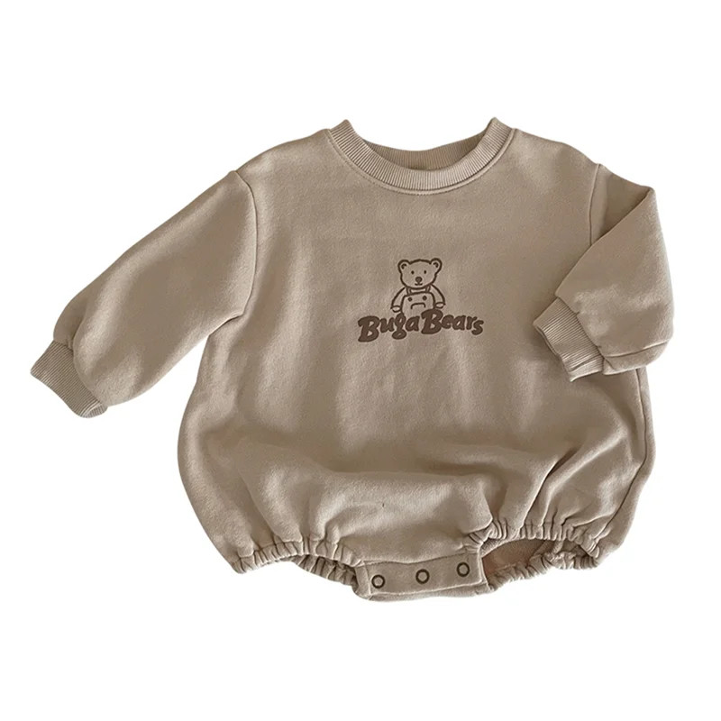 

New Born Baby Romper for Girl Cute Bear Letter Print Jumpsuit 2021 Autumn New Long Sleeve Loose Kids Clothes Boys Outfits