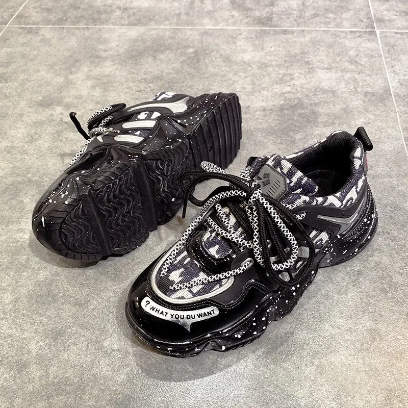 

Woman Flats Women's Chunky Sneakers Vulcanized Shoes Korean Fashion New Women's Thick-soled Casual Shoes Platform Shoes Women