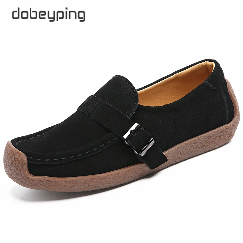 New Spring Autumn Women's Shoes Suede Leather Woman Loafers Slip On Ladies Snail Shoe Square Toe Moccasins Flats Female Sneakers