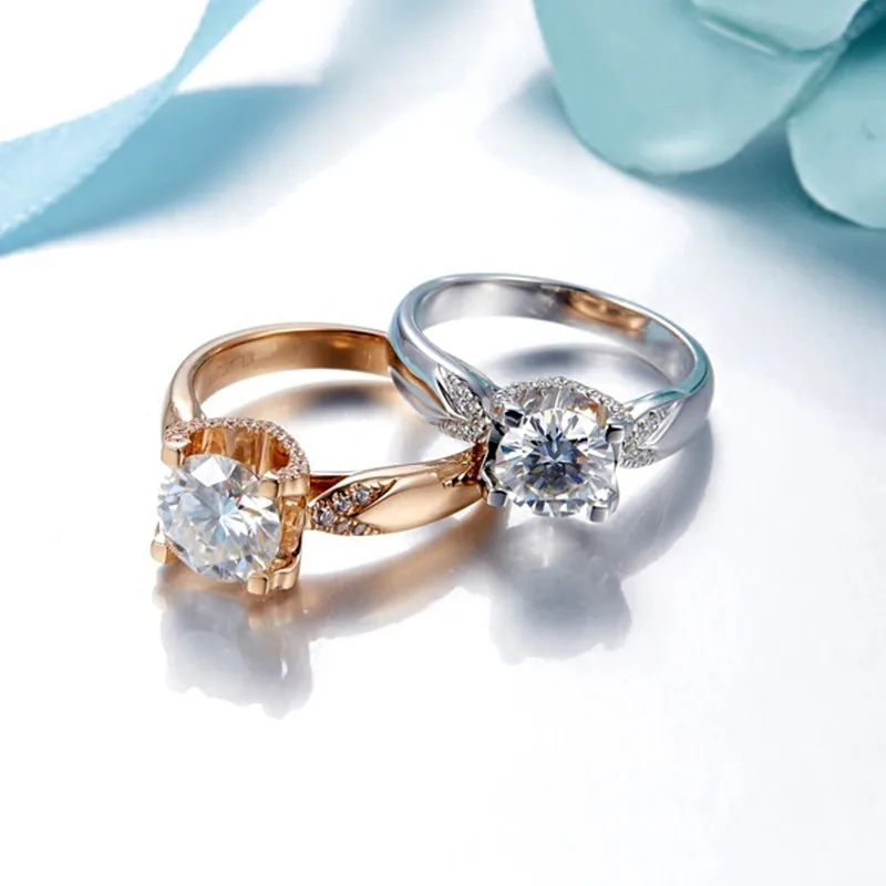 

Luxury Round Cut White Zircon Ring for Women Hollow Heart Rose Gold Silver Color Female Party Wedding Ring Delicate Jewelry Gift