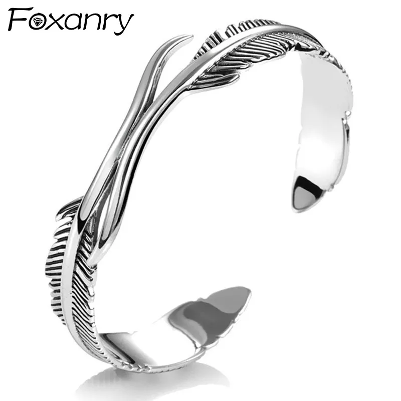 Браслет Foxanry серебряного цвета для мужчин трендовый винтажный креативный