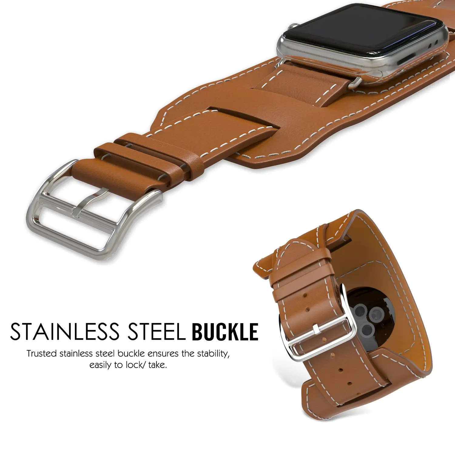 Кожаный ремешок JANSIN для Apple Watch Series 6 5 4 3 2 SE 38 мм 42 браслет iWatch 40 44