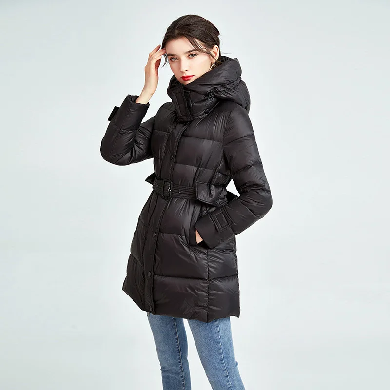 

Fashion Down Jacket Women New Long Small Hooded Slim Fit Down Jacket Coats Clothes
