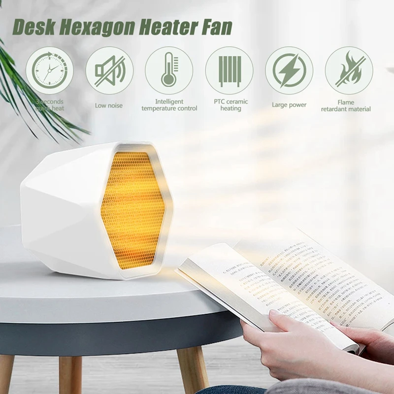 

600W Portable Electric Heater Mini Fan Hexagon Ceramic Heating Stove Radiator for Home Office Warmer
