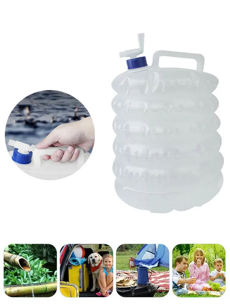 

15L Outdoor Folding Portable Water Bucket With Faucet Car Water Storage Pail Emergency Water Tub Car Camping Plastic PE Kettle