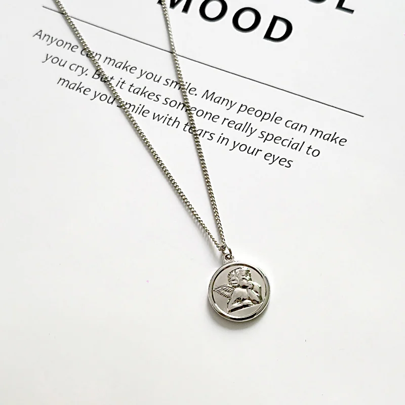 Cupid Silver Peri'sbox модное Золотое медальон в форме монеты ожерелье королева елизания ожерелье с портретом шикарные золотые подвески для женщин - Окраска металла: Cupid Silver