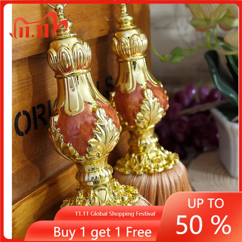 

European-Style Curtain Buckle Tied Rope Strap Hanging Ball Creative Tassel Pair of Simple Modern Tie Strap Hook Flower