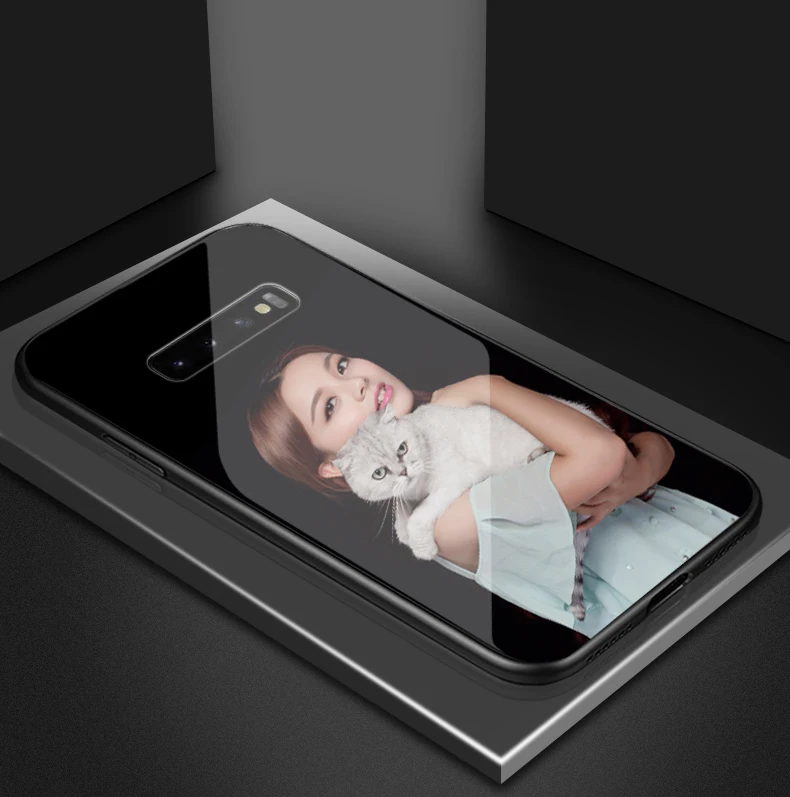 for Samsung Galaxy S10 Plus S10e S9 S8 Note 10 Plus 5G 8 9 A10 A30 A50 A70 Case Custom Photo DIY Picture Tempered Glass Cover