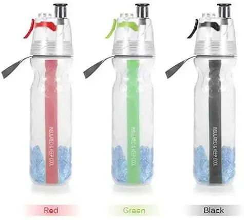 

500ML Water Bottles Insulated Mist Spray Water Bottle Double Layer Ice Cold Bottle Sports Outdoor Drinking Kettle