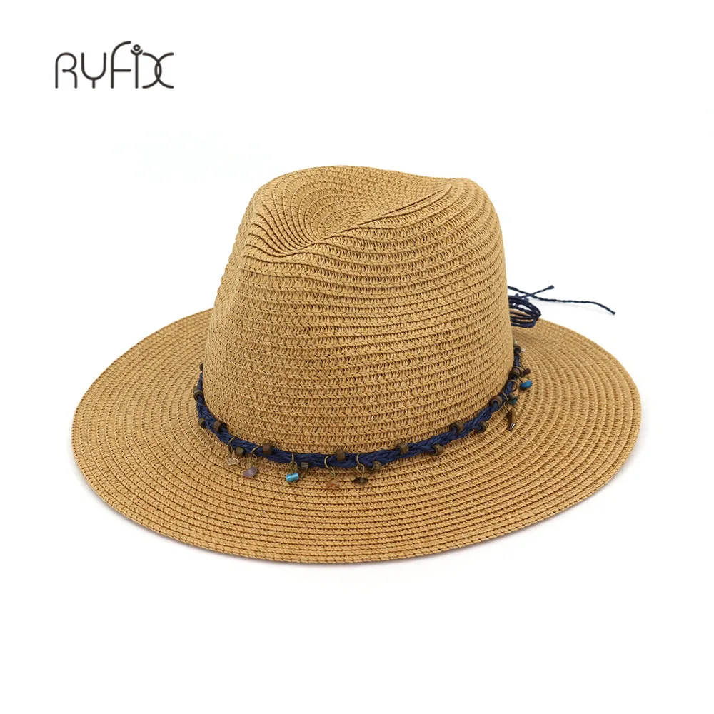 Шляпа мужская соломенная с камнями Панама от солнца в западном стиле для женщин и