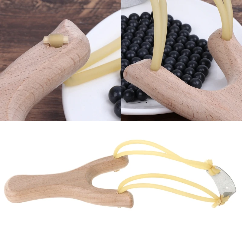 

Natural Wooden Slingshot With Rubber Band Outdoor Hunting Sports Games Catapult